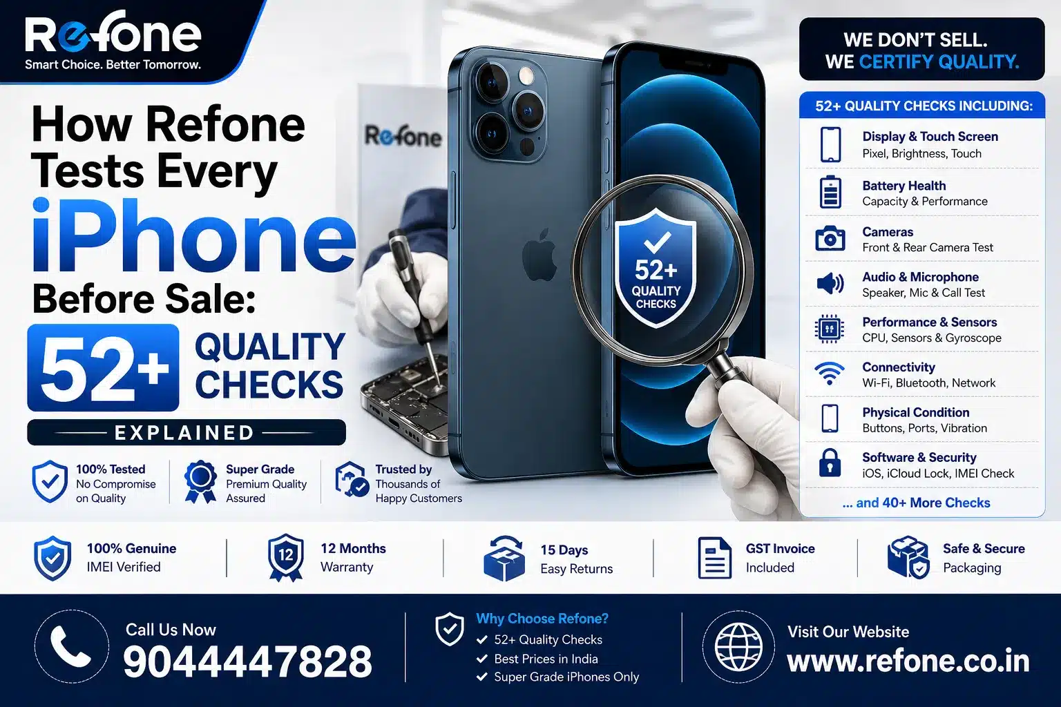 How Refone Tests Every iPhone Before Sale: 52+ Quality Checks Explained