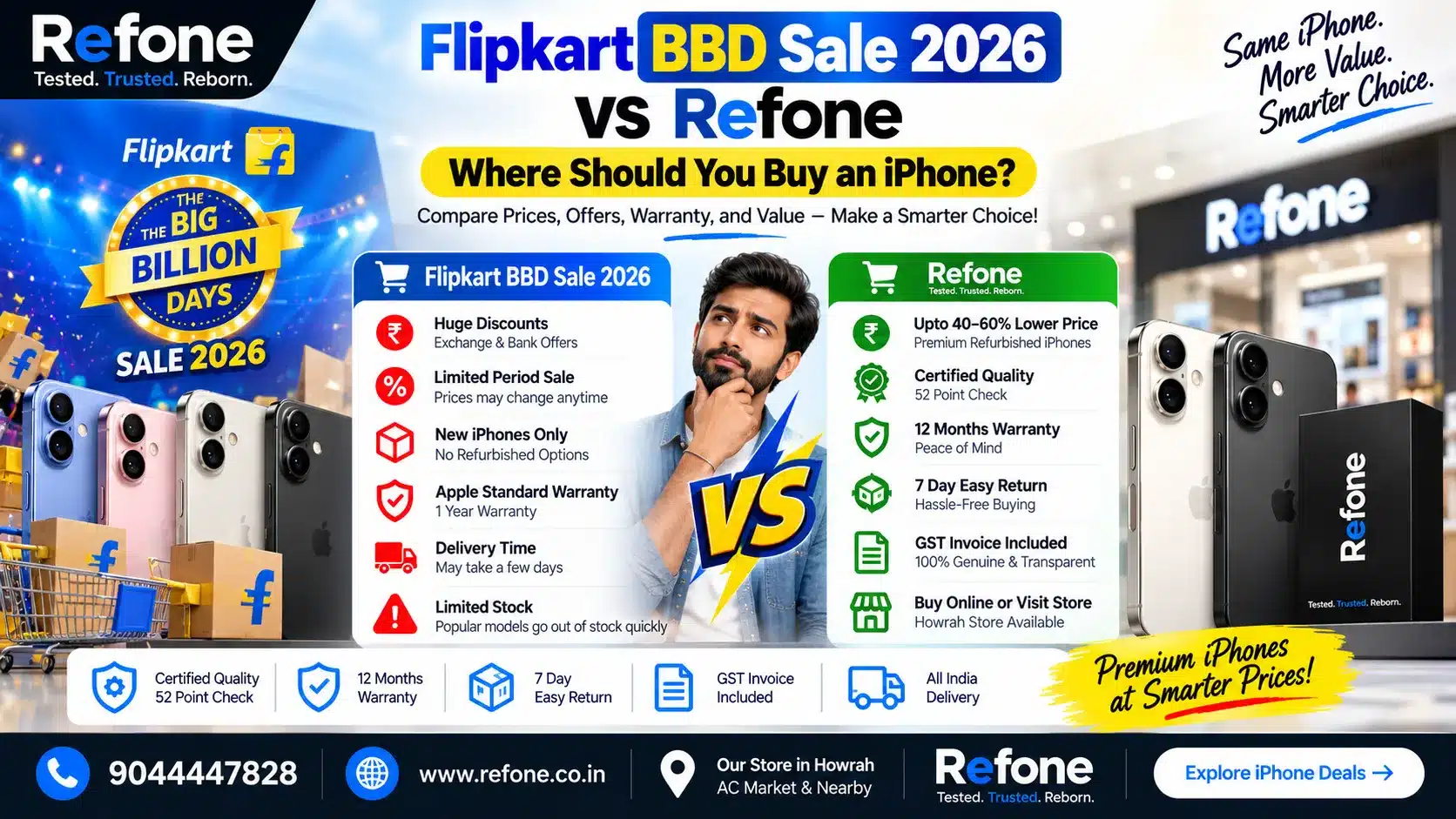 Flipkart BBD Sale 2026 vs Refone – Where Should You Buy an iPhone?